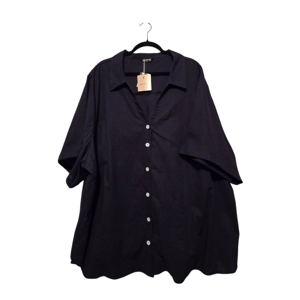 Bloomchic NWT Blouse 3/4 Sleeve Womens US Size 30 Navy 100% Cotton Summer Resort